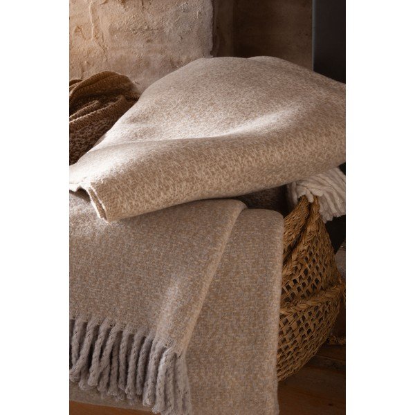 Coperta beige in misto cotone 140x180 cm Rennes – Euromant-image-4