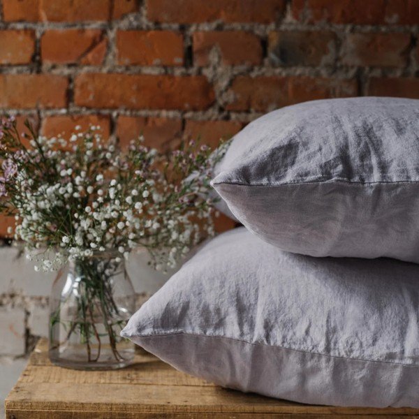 federa 80x80 cm Light Grey - Linen Tales-image-2