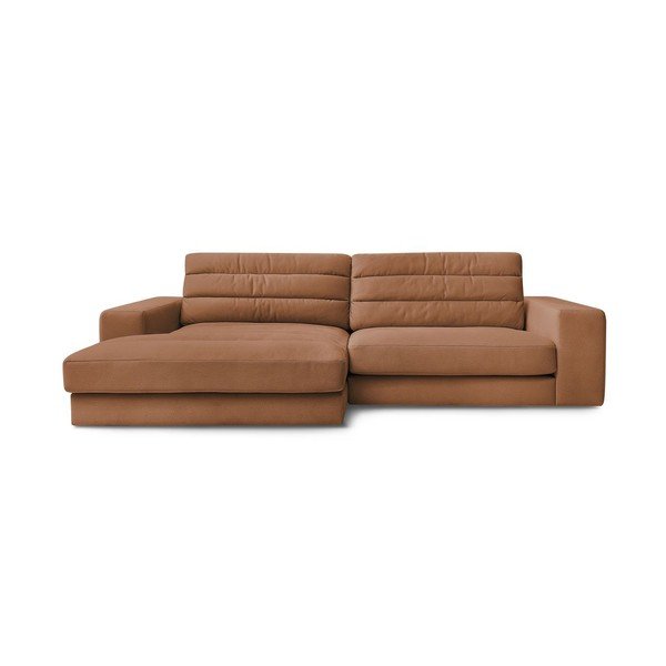 Divano angolare arancione (con penisola a sinistra/con chaise lounge) con rivestimento in velluto Sierra – Bobochic Paris