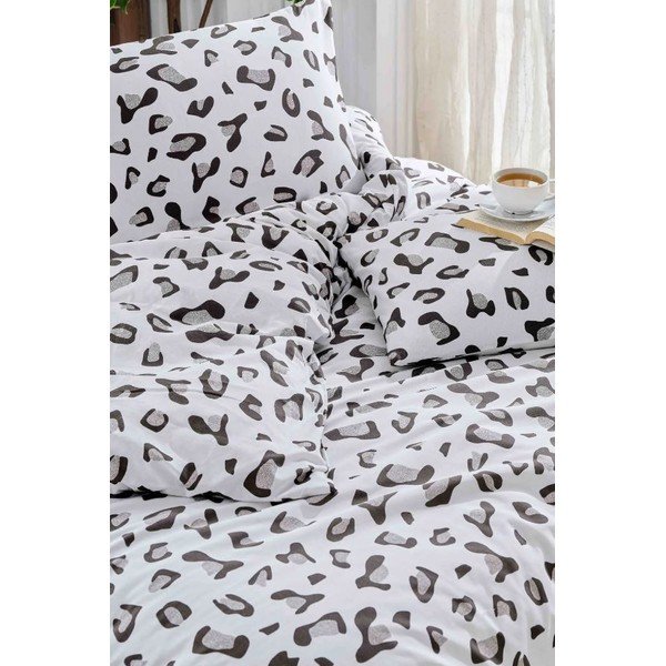 Set copripiumino e federa bianco e grigio in cotone renforcé per letto matrimoniale/esteso con lenzuolo incluso 4 pz 200x220 cm – Mila Home