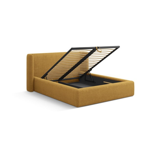 Letto matrimoniale imbottito color senape con contenitore con rete inclusa 180x200 cm Jason – Windsor & Co Sofas-image-2