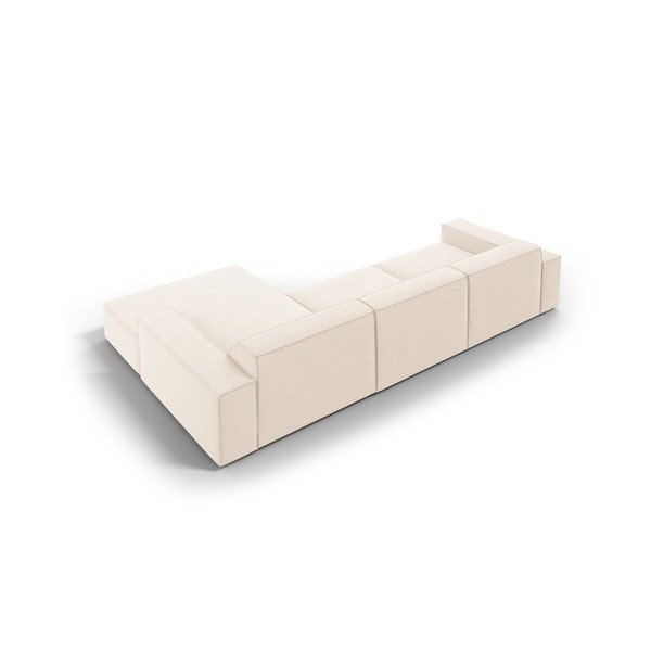 Divano angolare componibile color crema (con penisola a destra/con chaise lounge) con rivestimento in velluto Jodie – Micadoni -image-2