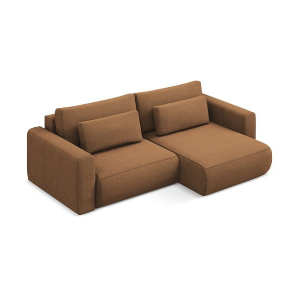 Divano angolare color terracotta allungabile/con contenitore (con penisola a destra/con chaise lounge) Kapua – Makamii-image-2