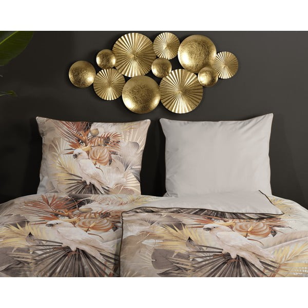 Biancheria da letto singola in cotone sateen marrone-beige 140x200 cm - Descanso-image-1