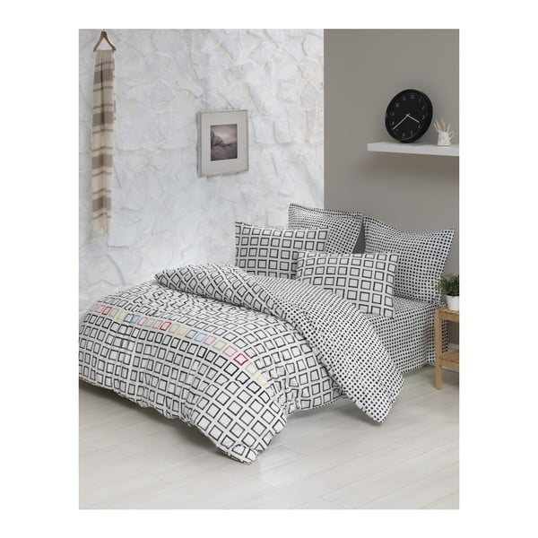Lenzuolo matrimoniale con biancheria da letto in cotone ranforce Bianco, 200 x 220 cm Sonic - Mijolnir