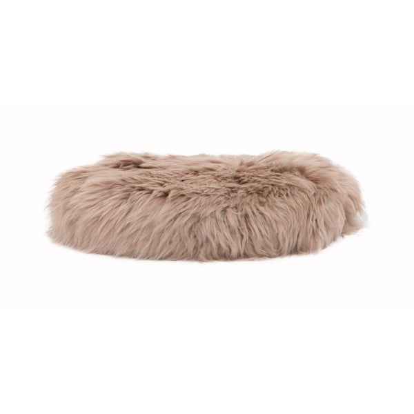 Cuscino rotondo in pelle di pecora beige, ⌀ 40 cm - Native Natural