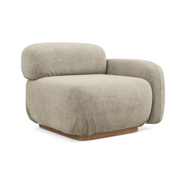 Parte divano componibile beige (con penisola a destra) con rivestimento in bouclé Ailani – Makamii-image-1