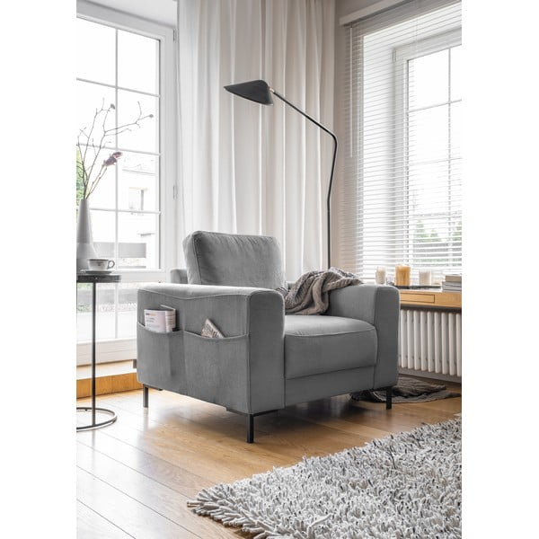 Poltrona in velluto a coste grigio Lofty Lilly - Miuform-image-2