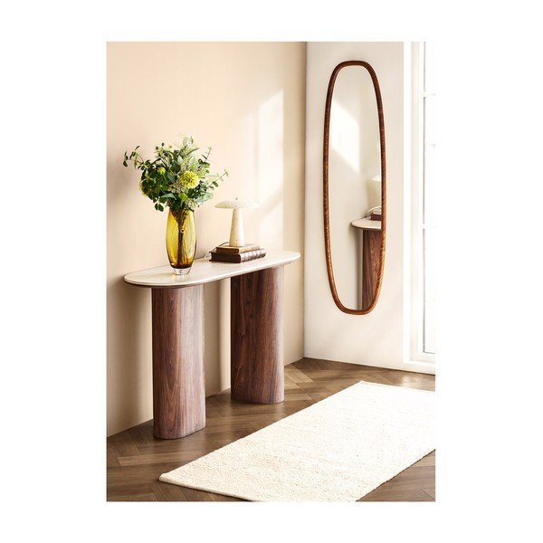 Tavolo consolle beige/marrone scuro con piano in ceramica 40x120 cm Delphi – House Nordic-image-2
