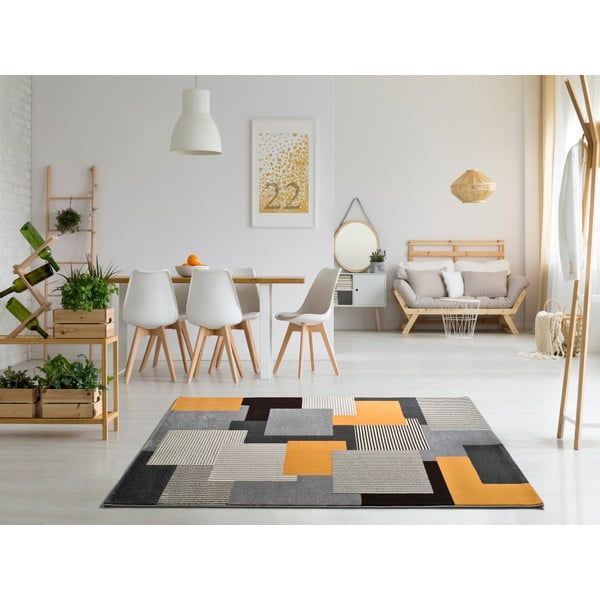 Tappeto grigio-arancio , 80 x 150 cm Leo Square - Universal-image-1