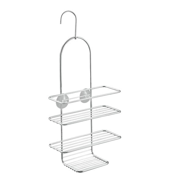 Mensola da bagno da appendere color argento lucido in acciaio Luxy – Metaltex