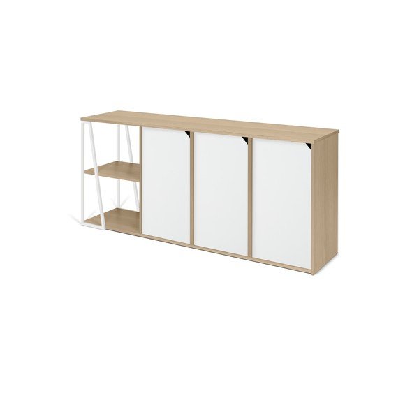 Cassettiera bassa bianca 190x81 cm Albi - TemaHome-image-4