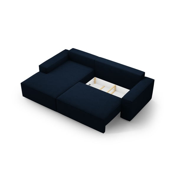 Divano letto angolare blu scuro in tessuto bouclé (angolo sinistro) Jodie - Micadoni Home-image-4