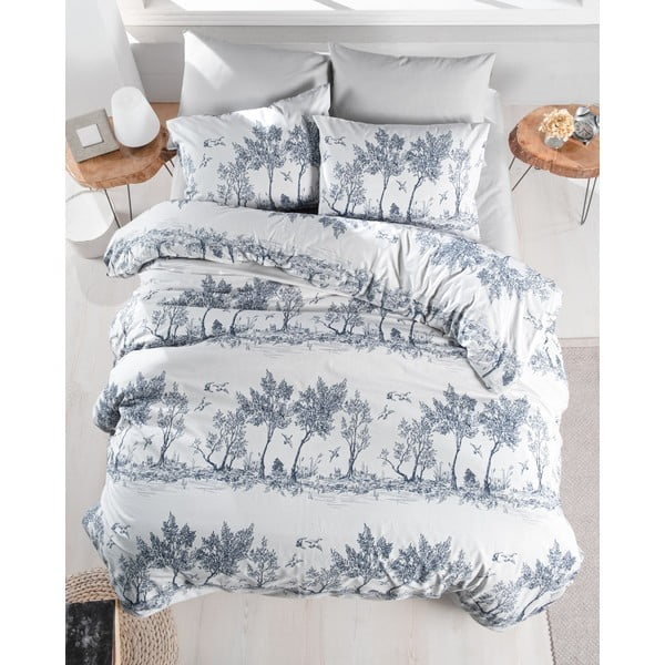 Biancheria da letto in cotone bianco e blu per letto matrimoniale 200x200 cm Fantasy - Mijolnir