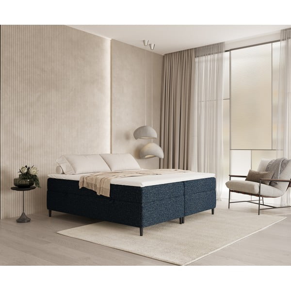 Letto boxspring blu scuro con contenitore 180x200 cm Araya - Maison de Rêve-image-4