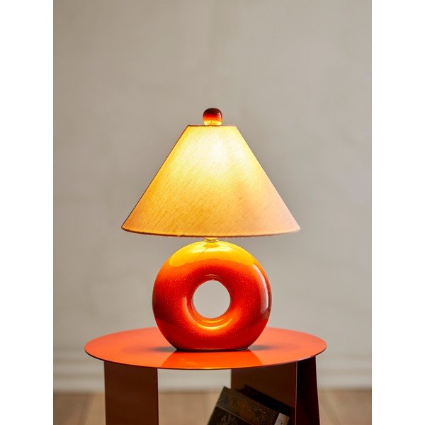 Lampada da tavolo rossa/color crema in ceramica con paralume in tessuto (altezza totale 42 cm) Panja – Bloomingville-image-4