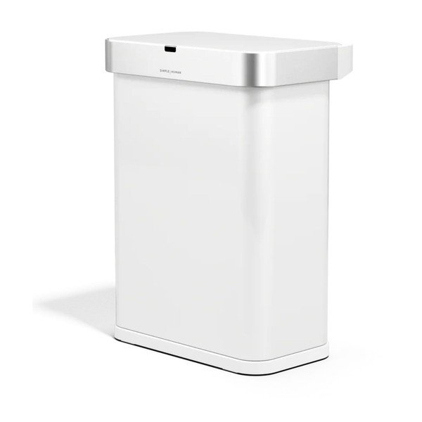 Cestino per la spazzatura bianco opaco in acciaio con sensori contactless 58 l Sensor – simplehuman-image-2