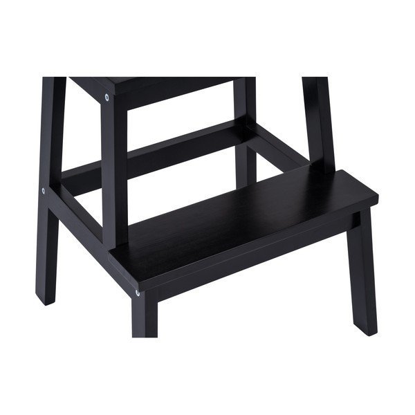 Sgabello in legno di gomma nero Corg - Bonami Essentials-image-3