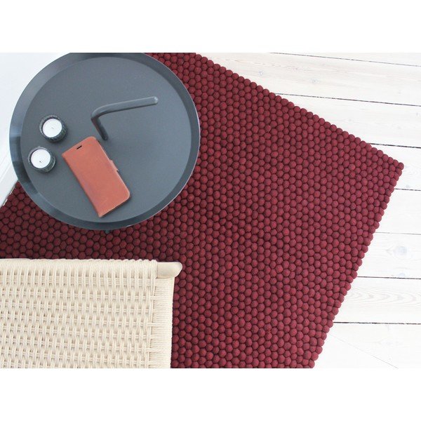 Tappeto in lana con palline di ciliegio scuro, 120 x 180 cm Ball Rugs - Wooldot-image-2