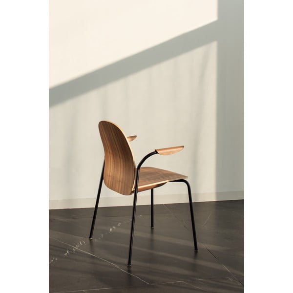 Sedie da pranzo in set marroni/marrone cognac con effetto noce con braccioli/impilabili 2 pz Book – Gazzda-image-1