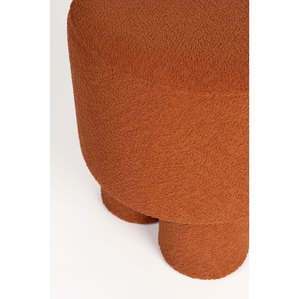 Poggiapiedi color mattone con rivestimento in bouclé Marcos – White Label-image-2