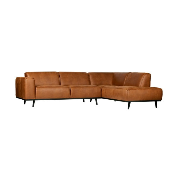 Divano angolare marrone (con penisola a destra/a L) con rivestimento in finta pelle Statement – WOOOD-image-2