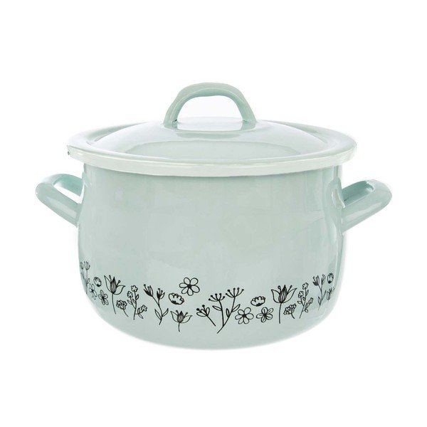 Pentola in smalto verde menta con coperchio Meadow, 4,8 l - Orion