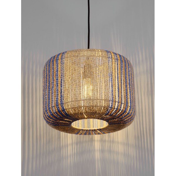 Lampadario blu/di colore naturale con rivestimento in corda ø 33 cm Abby – Nova Luce-image-1
