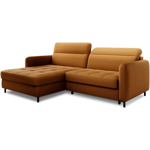 Divano angolare giallo allungabile/con contenitore (con penisola a sinistra/con chaise lounge) e rivestimento in velluto Gomsi – ELTAP-image-2