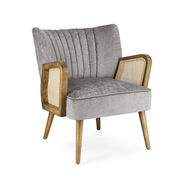 Poltrona grigia con rivestimento in velluto Virna – Bizzotto