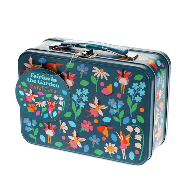 Valigia per bambini blu scuro in metallo 19x8x17 cm Fairies in the Garden – Rex London