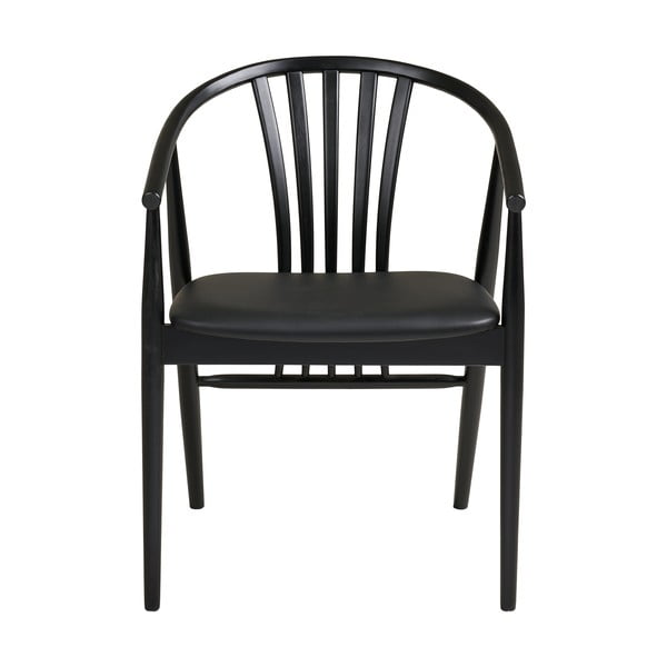 Sedia da pranzo nera in faggio massiccio con braccioli Agustin – House Nordic-image-2