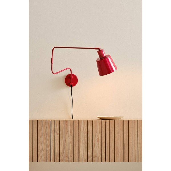 Lampada da parete rossa in metallo con alimentazione a corrente con struttura flessibile Stig – Jotex-image-1