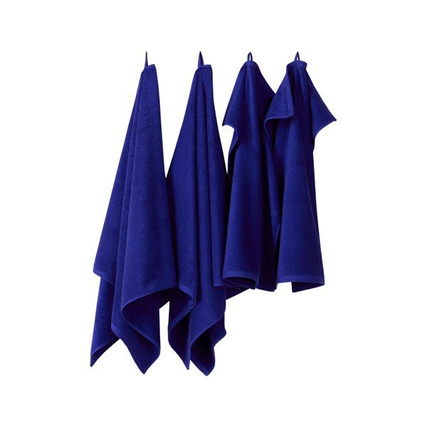 Set di asciugamani per viso e corpo blu in cotone 4 pz Darcy – Jotex-image-2