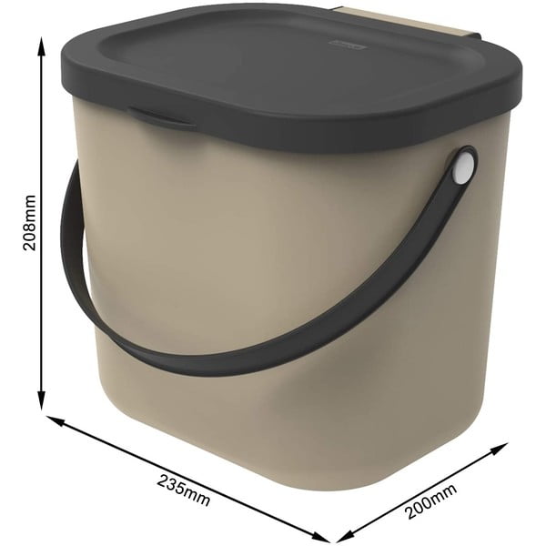 Bidone per l'umido marrone chiaro 6 l Albula – Rotho-image-2