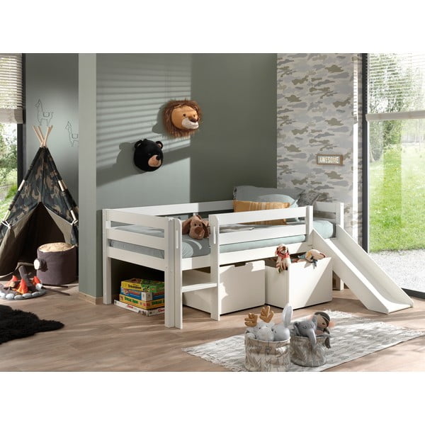 Letto rialzato per bambini bianco con scivolo , 90 x 200 cm Pino - Vipack-image-4