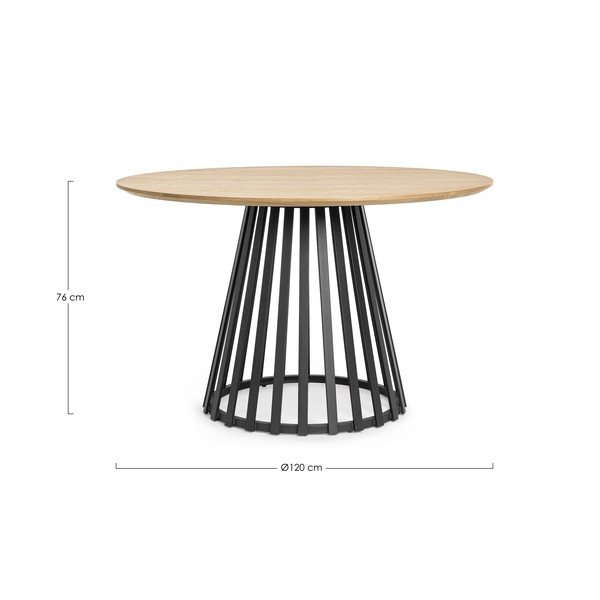 Tavolo da pranzo rotondo con piano effetto frassino ø 120 cm Cillian – Bizzotto-image-4