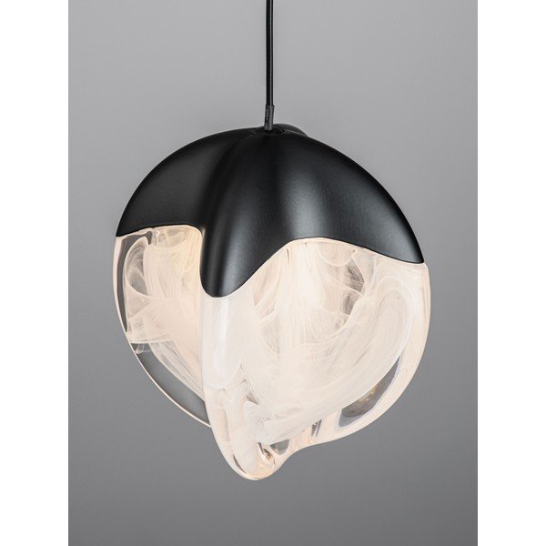 Lampadario LED nero opaco in alluminio con paralume in vetro con intensità regolabile ø 12 cm Alicia – Nova Luce-image-2