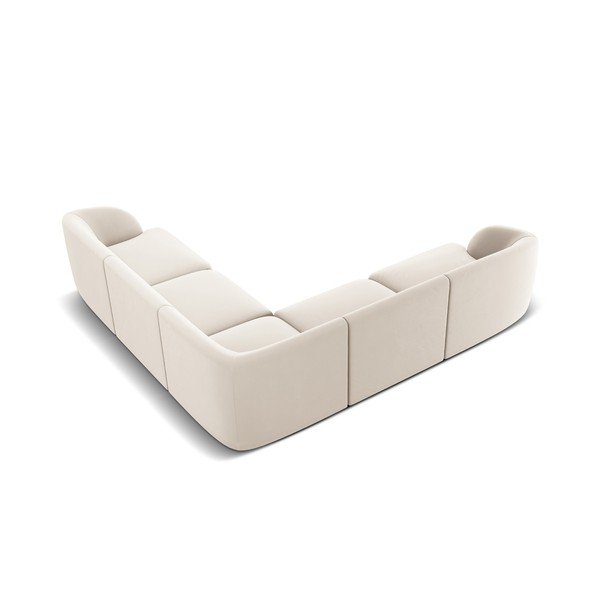 Divano angolare in velluto beige Miley - Micadoni Home-image-3