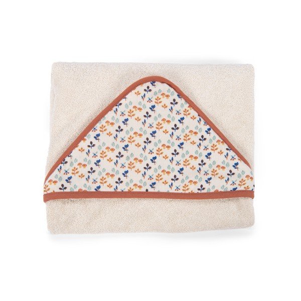 Asciugamano in cotone crema con cappuccio 80x80 cm Pomme des Bois - Moulin Roty-image-2