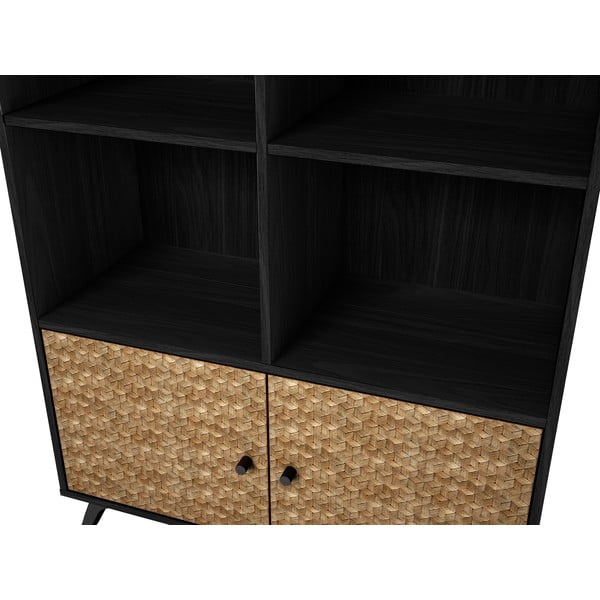 Libreria nera in legno esotico 92x160 cm Hanoi - Marckeric-image-1
