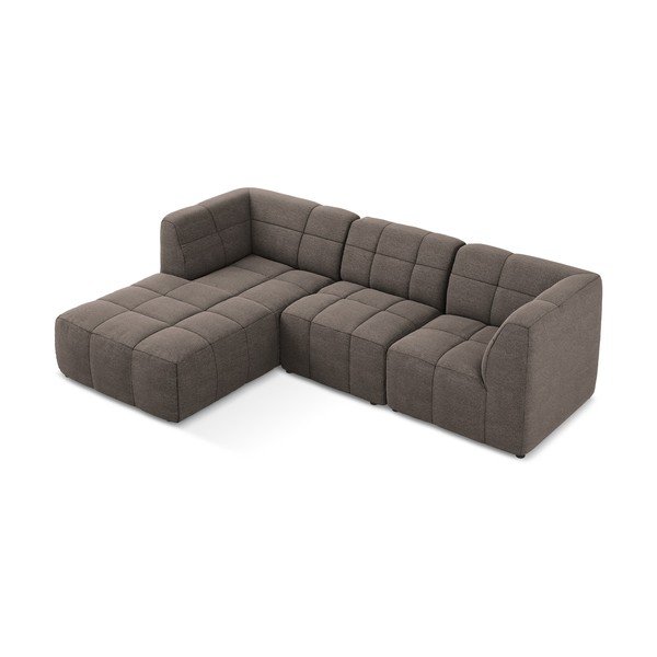 Divano angolare marrone (con penisola a sinistra/con chaise lounge) con rivestimento in bouclé Aloha – Makamii-image-3