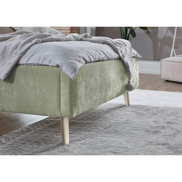 Letto matrimoniale imbottito verde chiaro con rete inclusa 120x200 cm Mattis – Meise Möbel-image-3