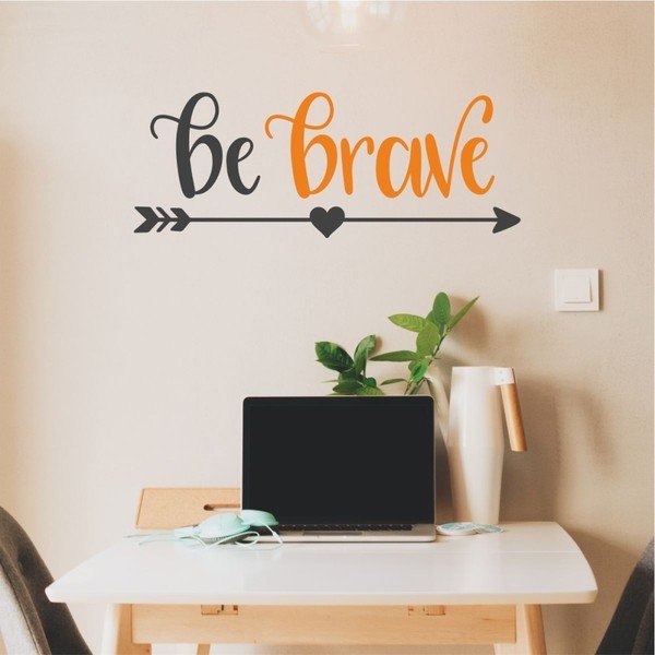 Adesivo murale nero e arancione Motto V26 - North Carolina Scandinavian Home Decors