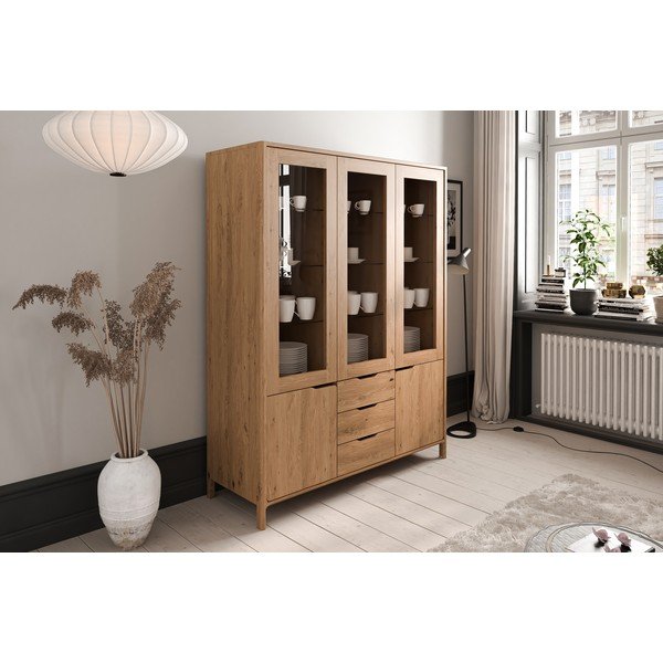 Vetrina in legno di quercia di colore naturale 140x188 cm Twig - The Beds-image-3