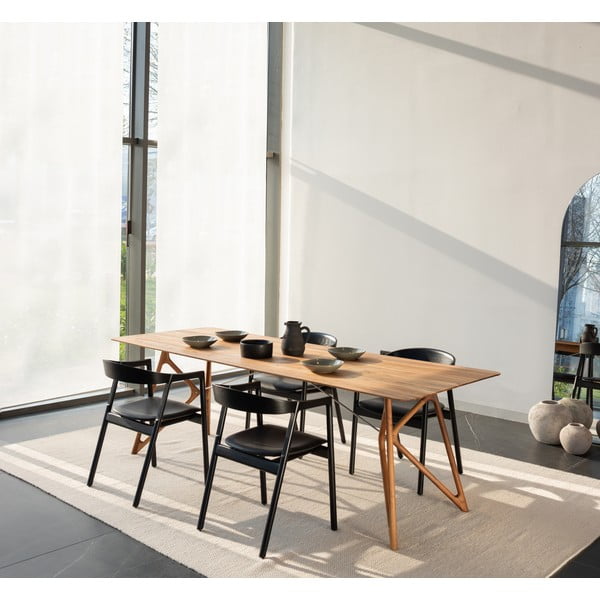 Sedia da pranzo in legno massiccio di quercia con seduta grigia Muna - Gazzda-image-2