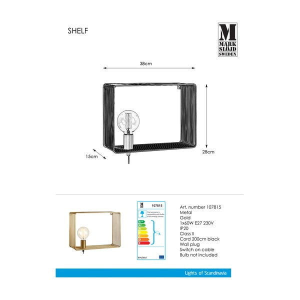 Lampada da parete in oro Wall Gold Shelf - Markslöjd-image-2