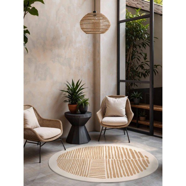 Tappeto da interno/esterno rotondo color crema/di colore naturale ø 160 cm Haringey Bounds – Ted Baker-image-1