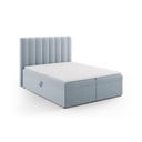 Letto boxspring azzurro con contenitore 160x200 cm Gina - Milo Casa