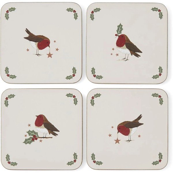 Set di sottobicchieri beige/color salvia a tema natalizio 4 pz Robin's Retreat – Cooksmart ®
